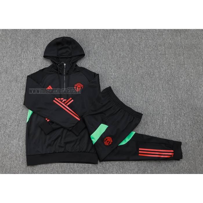 Tuta da Track de Felpa del Manchester United Bambino 2023-2024 Nero y Rosso